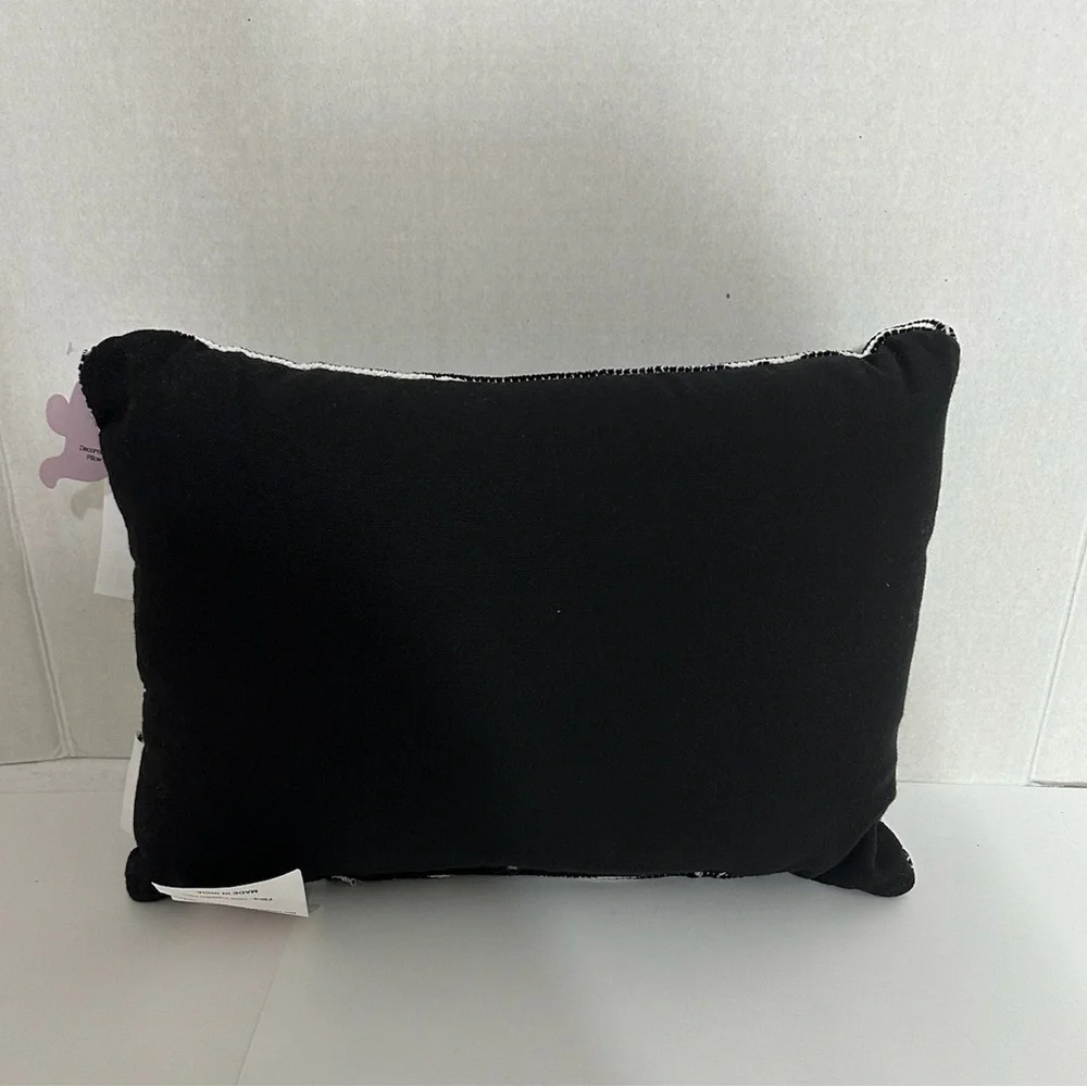 NWT Goblin & Ghoul Ghost Bow Black White Striped Decorative Throw Pillow Kitchy
